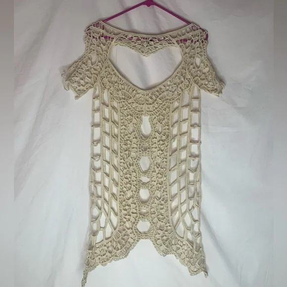For Love And Lemons women’s coverup sizeXS crochet cold-shoulder - Picture 2 of 9